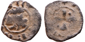 Middle Ages (X-XV century) – Bronze Coin

13mm 0,58g

Artificial sand patina