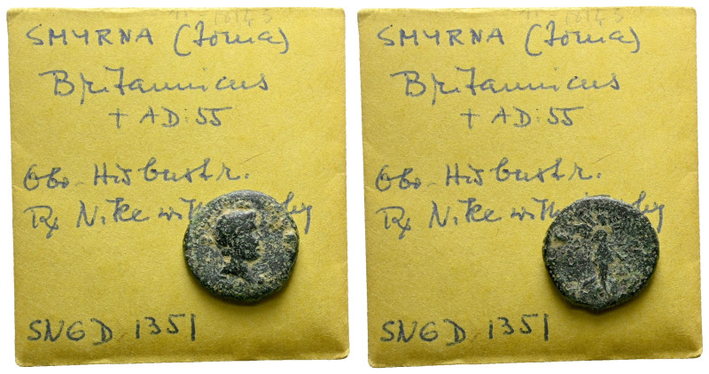 Ionia, Smyrna Britannicus, son of Claudius Bronze circa 41-54, Æ 15.00 mm., 3.22...