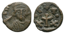Constans II, with Constantine IV, Heraclius, and Tiberius. 641-668 Half follis Carthage circa 610-641
