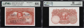 ANGOLA. Banco de Angola. 20 Angolares, 1.6.1927. P-72s. Specimen. PMG Choice Uncirculated 64.