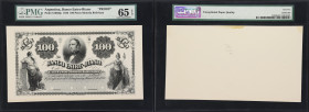 ARGENTINA. Lot of (2). Banco Entre-Riano. 100 Pesos Moneda Boliviana, 1870. P-S1665fp & S1665bp. Front & Back Proofs. PMG Gem Uncirculated 65 EPQ to G...