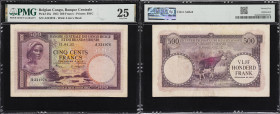 BELGIAN CONGO. Banque Centrale du Congo Belge et du Ruanda-Urundi. 500 Francs, 15.4.1953. P-28a. PMG Very Fine 25.