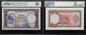 BELGIAN CONGO. Banque Centrale du Congo Belge et du Ruanda-Urundi. 1000 Francs, 15.9.1953. P-29a. PMG Very Fine 30.