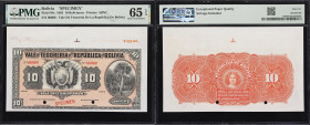 BOLIVIA. Vale de Tesoreria de la Republica de Bolivia. 10 Bolivianos, 29.11.1902. P-94s. Specimen. PMG Gem Uncirculated 65 EPQ.
