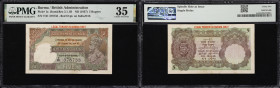 BURMA. Government of India - Burma. 5 Rupees, ND (1937). P-1a. Jhun&Rez 5.1.1B. PMG Choice Very Fine 35.