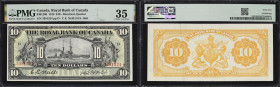 CANADA--CHARTERED BANKS. Royal Bank of Canada. 10 Dollars, 2.1.1913. CH #630-12-08. PMG Choice Very Fine 35.