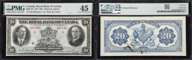 CANADA--CHARTERED BANKS. Royal Bank of Canada. 20 Dollars, 3.1.1927. CH #630-14-10. PMG Choice Extremely Fine 45.