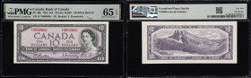 CANADA--BANK OF CANADA. Bank of Canada. 10 Dollars, 1954. P-BC-40b. 9 Million Serial Number. PMG Gem Uncirculated 65 EPQ.