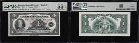 CANADA--BANK OF CANADA. Lot of (2). Bank of Canada. 1 Dollar, 1935. BC-1. English Text. PMG About Uncirculated 55 EPQ.