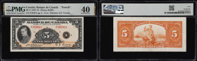 CANADA--BANK OF CANADA. Banque du Canada. 5 Dollars, 1935. BC-6. French Text. PMG Extremely Fine 40.