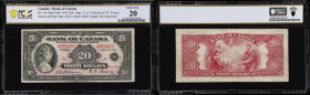 CANADA--BANK OF CANADA. Bank of Canada. 20 Dollars, 1935. BC-9b. English Text. PCGS Banknote Very Fine 20.