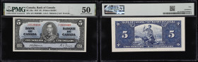 CANADA--BANK OF CANADA. Bank of Canada. 5 Dollars, 2.1.1937. BC-23a. PMG About Uncirculated 50.
