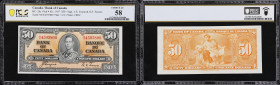 CANADA--BANK OF CANADA. Bank of Canada. 50 Dollars, 2.1.1937. BC-26c. PCGS Banknote Choice About Uncirculated 58.