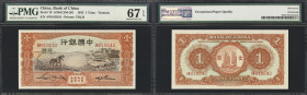 CHINA--REPUBLIC. Bank of China. 1 Yuan, 1935. P-76. S/M#C294-201. PMG Superb Gem Uncirculated 67 EPQ.