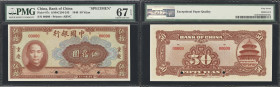 CHINA--REPUBLIC. Bank of China. 50 Yuan, 1940. P-87s. S/M#C294-243. Specimen. PMG Superb Gem Uncirculated 67 EPQ.