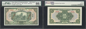 CHINA--REPUBLIC. Bank of Communications. 10 Yuan, 1.11.1927. P-147Bs. S/M#C126. Specimen. PMG Gem Uncirculated 66 EPQ.