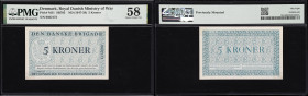 DENMARK. Royal Danish Ministry of War. 5 Kroner, ND (1947-58). P-M11. SB705. PMG Choice About Uncirculated 58.