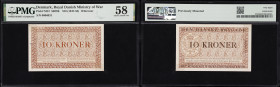 DENMARK. Royal Danish Ministry of War. 10 Kroner, ND (1947-58). P-M12. SB706. PMG Choice About Uncirculated 58.