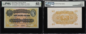 EAST AFRICA. East African Currency Board. 20 Shillings = 1 Pound, 1.1.1955. P-35. PMG Gem Uncirculated 65 EPQ.