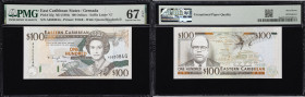 EAST CARIBBEAN STATES / GRENADA. Eastern Caribbean Central Bank. 100 Dollars, ND (1994). P-35g. PMG Superb Gem Uncirculated 67 EPQ.