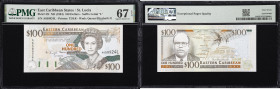 EAST CARIBBEAN STATES / ST. LUCIA. Eastern Caribbean Central Bank. 100 Dollars, ND (1994). P-35l. PMG Superb Gem Uncirculated 67 EPQ.