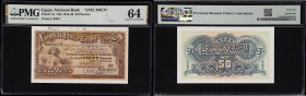 EGYPT. National Bank of Egypt. 50 Piastres, 6.2.1916. P-11s. Specimen. PMG Choice Uncirculated 64.