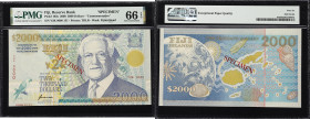 FIJI. Reserve Bank of Fiji. 2000 Dollars, 2000. P-103s. Specimen. Commemorative. PMG Gem Uncirculated 66 EPQ.