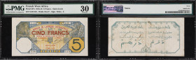 FRENCH WEST AFRICA. Banque de l'Afrique Occidentale. 5 Francs, 8.6.1916. P-5Fb. PMG Very Fine 30.