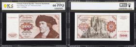 GERMANY, FEDERAL REPUBLIC. Deutsche Bundesbank. 500 Deutsche Mark, 1.6.1977. P-35b. PCGS Banknote Gem Uncirculated 66 PPQ.