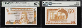 GIBRALTAR. Government of Gibraltar. 20 Pounds, 1.7.1986. P-23c. PMG Superb Gem Uncirculated 67 EPQ.