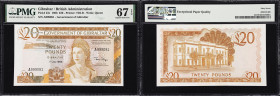 GIBRALTAR. Government of Gibraltar. 20 Pounds, 1.7.1986. P-23c. PMG Superb Gem Uncirculated 67 EPQ.
