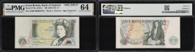 GREAT BRITAIN. Lot of (2). Bank of England. 1 & 5 Pounds, ND (1971-84). P-377bs & 378as. B332s & B341s. Specimens. PMG About Uncirculated 55 to Choice...