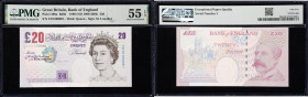 GREAT BRITAIN. Bank of England. 20 Pounds, 1999 (ND 1999-2003). P-390a. B386. Serial Number 1. PMG About Uncirculated 55 EPQ.