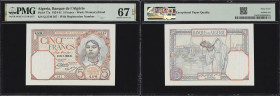 ALGERIA. Banque de l'Algerie. 5 & 20 Francs, 1929-43. P-77a & 92a. PMG Superb Gem Uncirculated 67 EPQ.