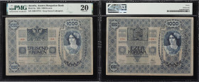 AUSTRIA. Lot of (6). Oesterreichisch-Ungarische Bank. 2, 10, 20 & 1000 Kronen, 1902-17. P-8a, 13, 19, 50 & 51a. PMG Very Fine 20 to Choice About Uncir...