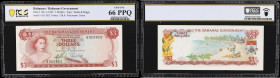 BAHAMAS. Bahamas Government. 3 Dollars, 1965. P-19a. PCGS Banknote Gem Uncirculated 66 PPQ.