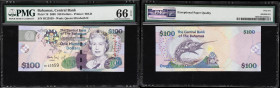 BAHAMAS. Central Bank of the Bahamas. 100 Dollars, 2009. P-76. PMG Gem Uncirculated 66 EPQ.