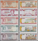 BAHAMAS. Lot of (5). Bahamas Monetary Authority & Central Banks of the Bahamas. 50 Cents, 1, 3 & 5 Dollars, 1968-74. P-26a, 27a, 28a, 37a & 44a. PMG V...