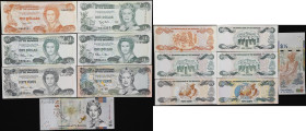 BAHAMAS. Lot of (7). Central Bank of the Bahamas. 50 Cents, 1 & 5 Dollars, 1974-2019. P-42a, 43a, 45b, 57a, 68a & WA77. Very Fine to Uncirculated.