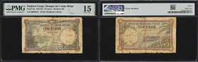BELGIAN CONGO. Banque du Congo Belge. 5 Francs, 4.12.1924. P-8d. PMG Choice Fine 15.
