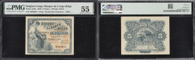 BELGIAN CONGO. Banque du Congo Belge. 5 Francs, 1943. P-13Ab. PMG About Uncirculated 55.