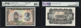 BELGIAN CONGO. Banque du Congo Belge. 50 Francs, 1952. P-16js. Specimen. PMG Gem Uncirculated 66 EPQ.
