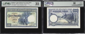 BELGIAN CONGO. Banque du Congo Belge. 100 Francs, 11.3.1946. P-17c. PMG Choice Very Fine 35.