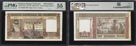BELGIUM. Banque Nationale de Belgique. 500 Francs, 20.12.1944. P-127as. Specimen. PMG About Uncirculated 55.