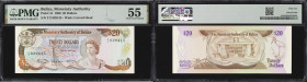 BELIZE. Monetary Authority of Belize. 20 Dollars, 1.6.1980. P-41. PMG About Uncirculated 55.
