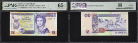 BELIZE. Lot of (2). Central Bank of Belize. 2 Dollars, 1.1.2017. P-66f. Consecutive. PMG Gem Uncirculated 65 EPQ.