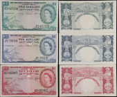 BRITISH CARIBBEAN TERRITORIES. Lot of (3). Currency Board of the British Caribbean Territories. 1, 2, & 5 Dollars, 1954-57. P-7b, 8b, & 9b. Fine to Ve...