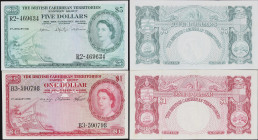 BRITISH CARIBBEAN TERRITORIES. Lot of (2). Currency Board of the British Caribbean Territories. 1 & 5 Dollars, 1958-61. P-7c & 9c. Very Fine.