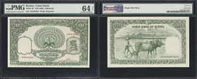 BURMA. Union Bank of Burma. 100 Kyats, ND (1953). P-45. PMG Choice Uncirculated 64 Net. Staple Hole Rust.
