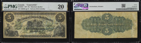 CANADA--CHARTERED BANKS. Bank of British North America. 5 Dollars, 5.7.1877. CH #55-18-04C. Contemporary Counterfeit. PMG Very Fine 20.